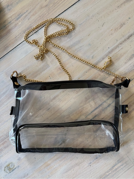 Amazon Basics Handbags - Clear Mini Crossbody Bag with Black Trim and Gold Chain